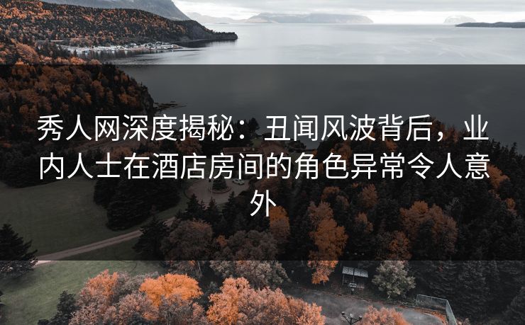 秀人网深度揭秘：丑闻风波背后，业内人士在酒店房间的角色异常令人意外