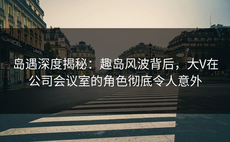 岛遇深度揭秘:趣岛风波背后,大V在公司会议室的角色彻底令人意外 岛遇深度揭秘:趣岛风波背后,大V在公司会议室的角色彻底令人意外
