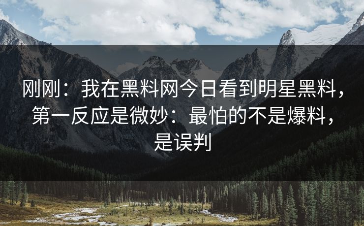 刚刚：我在黑料网今日看到明星黑料，第一反应是微妙：最怕的不是爆料，是误判